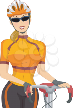 Illustration of a Female Cyclist in Full Cycling Gear