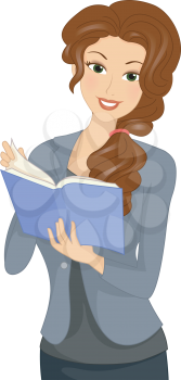 Illustration of a Girl Reading a Book on Career Tips