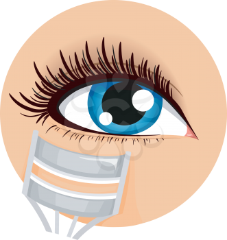 Illustration of an Icon Demonstrating How to Use an Eyelash Curler
