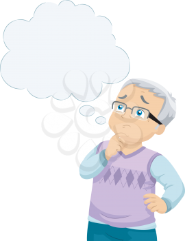 Illustration of a Male Senior Citizen Worried About Alzheimers Disease