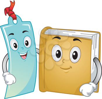 Mascot Illustration of a Book and a bookmark together