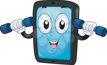Mascot Illustration of a Tablet/Mobile Phone while following a fitness app