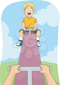 Illustration of a Happy Boy while Playing See Saw