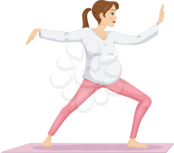 Illustration of a Pregnant Girl Doing Tai Chi
