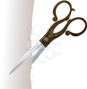Illustration of a Pair of Cloth Scissors with a Vintage Design