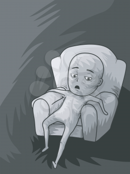 Illustration of a Lazy Man Slouching on the Couch