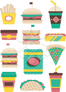 Flat Illustration Featuring Patterned Fast Food Elements