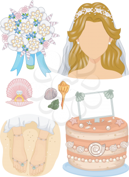 Illustration Featuring Wedding Related Elements