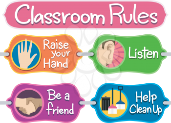 Illustration of Ready to Print Labels of Classroom Rules