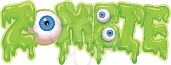 Typography Illustration Featuring Green Goop Spelling the Word Zombie