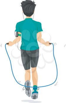 Illustration of a Teenage Boy Using a Jump Rope