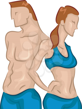 Illustration of a Fit Young Couple Standing Side by Side
