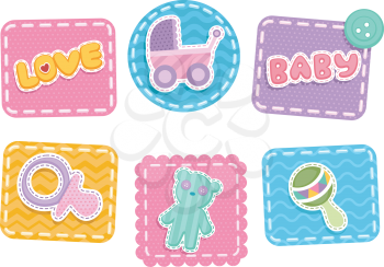 Illustration Featuring Baby Related Patches