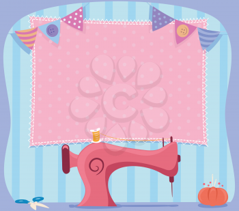 Banner Illustration Featuring a Pink Sewing Machine