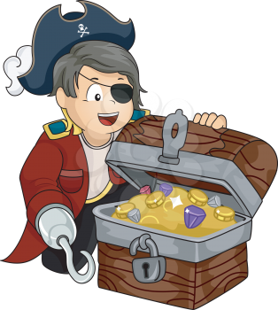 Illustration of a Boy Dressed as a Pirate