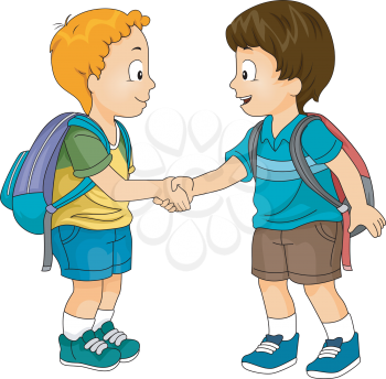 Illustration of Little Boys Shaking Hands