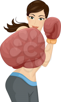 Illustration of a Woman Throwing a Punch