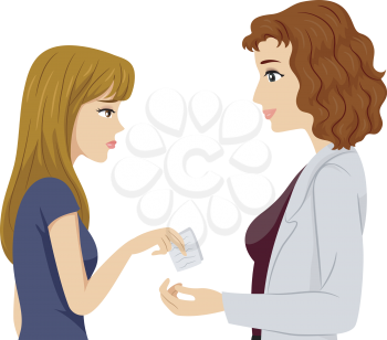 Illustration of a Teenage Girl Giving a List of Her Problems to the Doctor or Psychiatrist