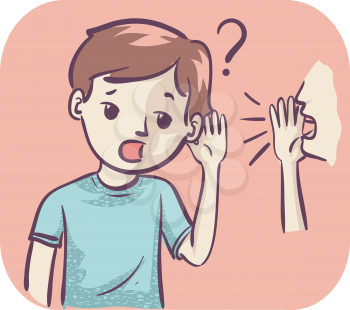 Illustration of a Kid Boy Having Trouble Hearing