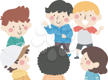 Illustration of a Kid Boy Introducing New Kid to His Friends