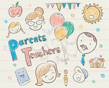 Illustration of Doodles of Parents and Teachers Festival Elements from Balloons, Sun, Pennant Flags and Others