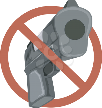 Illustration of a Gun Held Up Inside a Stop Sign