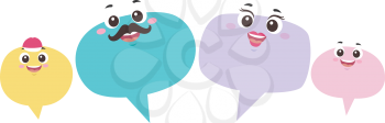 Illustration of a Family of Blank Speech Bubbles Mascots. Family Talk
