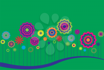 Royalty Free Clipart Image of a Floral Background in Green
