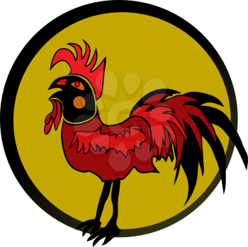 Royalty Free Clipart Image of a Rooster in a Black Frame
