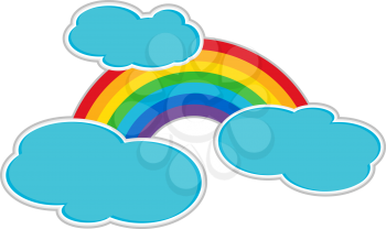 Royalty Free Clipart Image of a Multicoloured Spectrum With Clouds