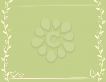 Royalty Free Clipart Image of a Background With Birds in the Corner and a Vine Border