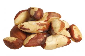 Brazil nut (Bertholletia excelsa) on a white background, isolated.