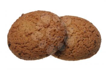 Several pieces of brown sweet cookies, isolated