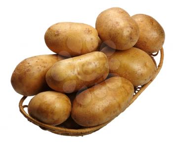 Potatoes in a basket on white background, isolated