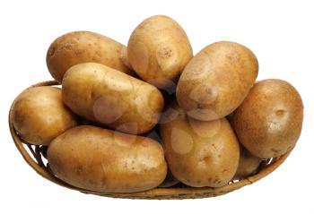 Potatoes in a basket on white background, isolated