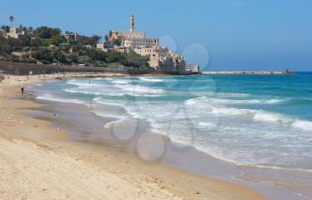 Royalty Free Photo of the Sea Coast and the View of the Old Jaffa From Tel Aviv