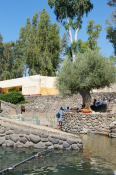 Royalty Free Photo of the Yardenit on the Jordan River, the Place of Baptism of Christ and of Pilgrimage for Christians