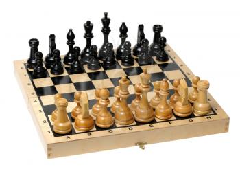 Royalty Free Photo of a Chess Board With Pieces