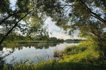 Royalty Free Photo of a River in Belarus at Dawn