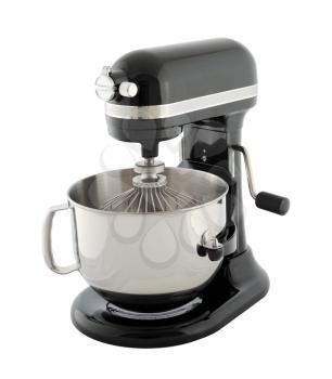 Kitchen appliances - black planetary mixer, isolated on a white background
