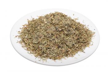 Dried thyme on a white background, isolated