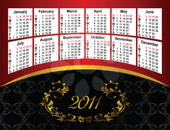 Royalty Free Clipart Image of a 2011 Calendar 