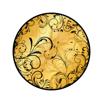 Royalty Free Clipart Image of a Gold Floral Medallion