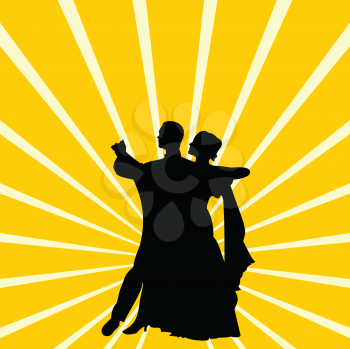 Royalty Free Clipart Image of a Couple Dancing a Waltz 