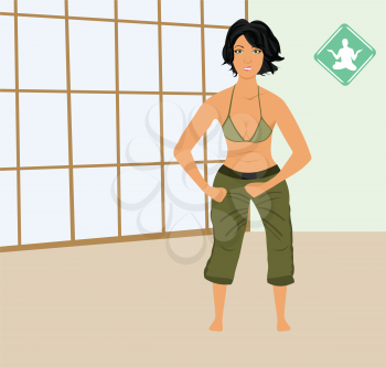 Royalty Free Clipart Image of a Woman in the Gym