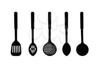 Royalty Free Clipart Image of Kitchen Utensil Silhouettes