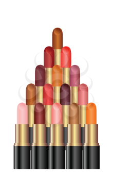 Royalty Free Clipart Image of a Pyramid of Lipsticks