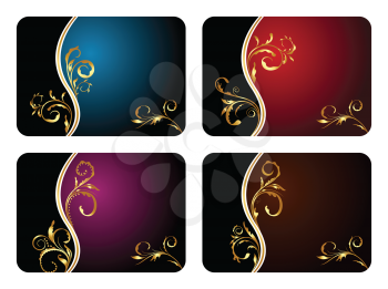 Royalty Free Clipart Image of a Set of Floral Business Card Templates