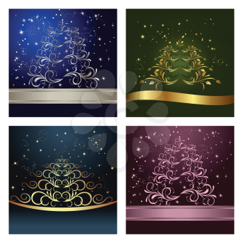 Royalty Free Clipart Image of a Set of Christmas Cards