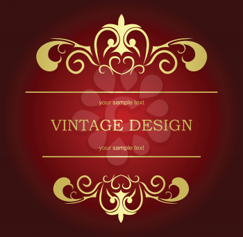 Royalty Free Clipart Image of a Red Vintage Design